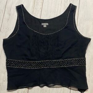Ann Taylor petite women’s black sheer sleeveless top. Size 10P